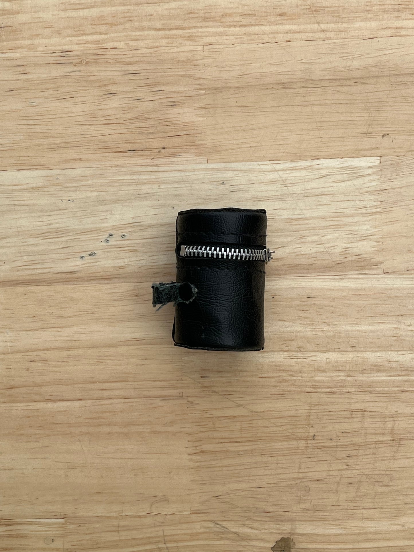 Black Leather Film Zipper Canister